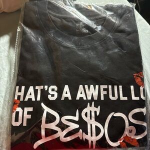 Black Graphic T-Shirt with Red and White Print